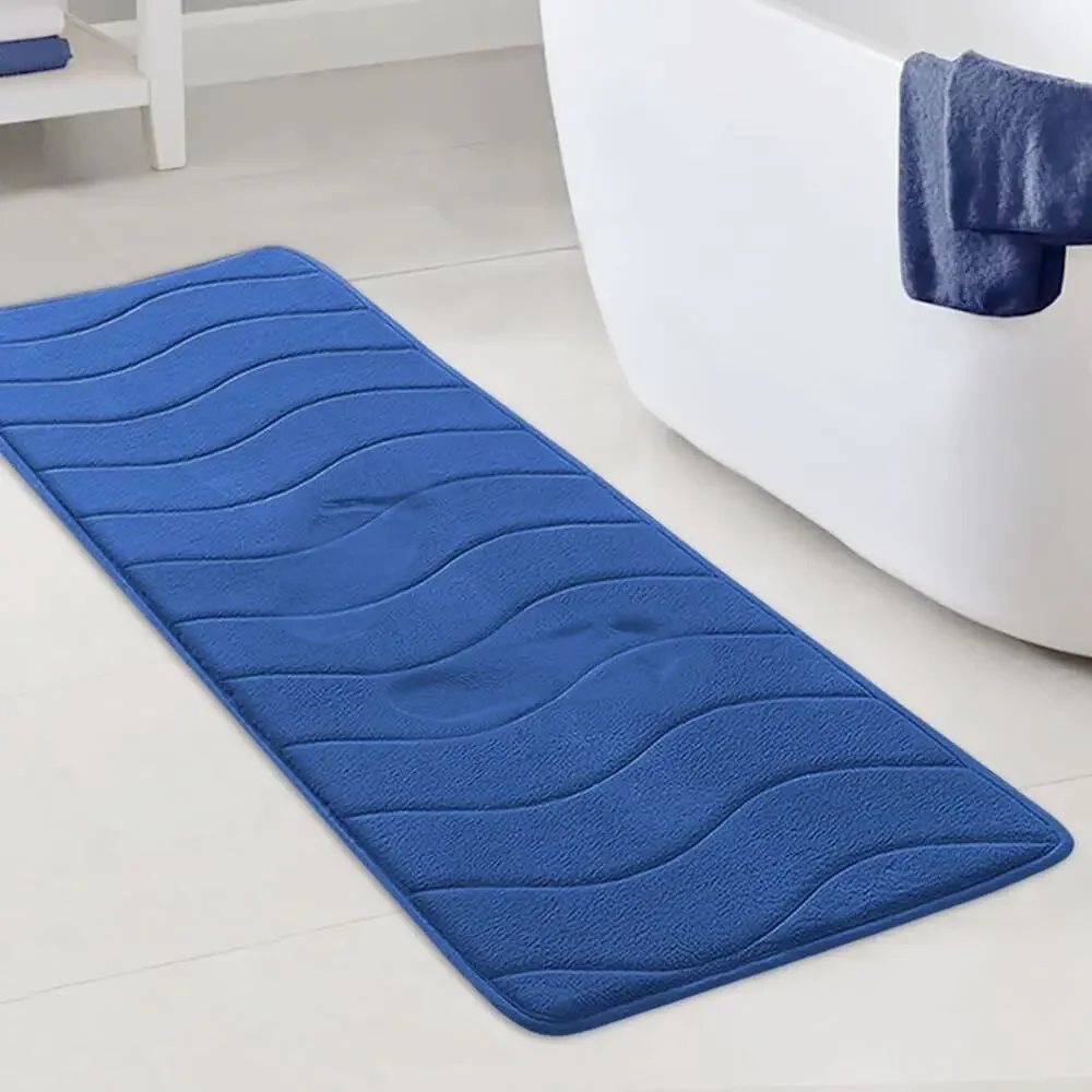 New Flamingo P Memory Foam Bathroom Mat Extra Long Non Slip 47x17 Royal Blue